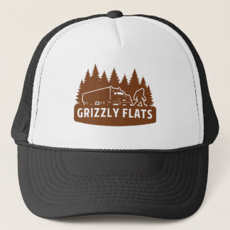 Grizzly flats Bigfoot Semi-Truck forest Silhouette Trucker Hat