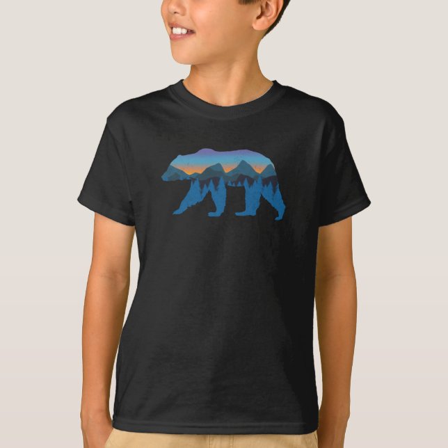 Grizzly Forest Bear Mountain Blue Proud Bear T-Shirt (Front)