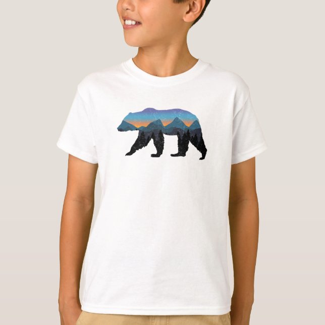 Grizzly Forest Bear Mountain Blue Proud Bear T-Shirt (Front)