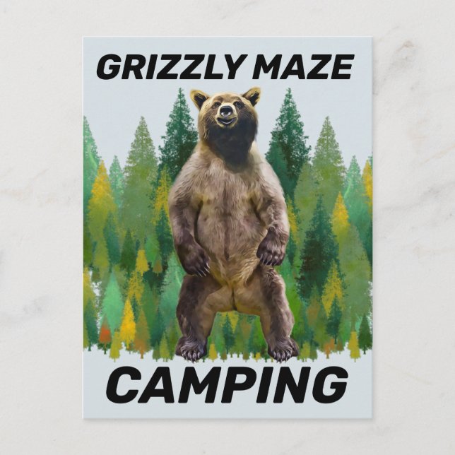 GRIZZLY MAZE BEAR CAMPING POSTCARDS  (Front)