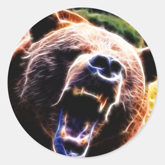 Grizzly Roar Classic Round Sticker (Front)