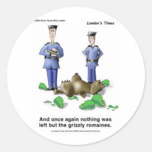 Grizzly Romaines Bear/Lettuce Cartoon Gifts & Tees Classic Round Sticker