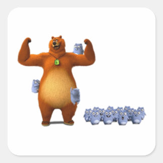 Grizzy and lemming square sticker