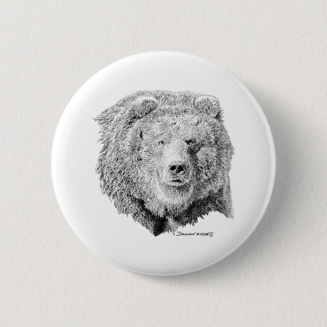 Grizzy Bear 6 Cm Round Badge (Front)