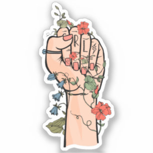 GRL power hand flower red nails ivy lightning bolt