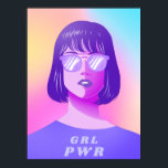 GRL Power Typography & Girl Feminist Purple Hair Poster<br><div class="desc">This cool poster featuring girl with purple hair illustration & GRL PWR typography would make an amazing gift for modern feminist! Easily change the text by clicking on the "personalise this template" option.</div>