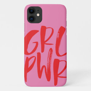 GRL PWR, girl power, feminism in pink and red Case-Mate iPhone Case