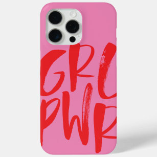 GRL PWR, girl power, feminism in pink and red iPhone 15 Pro Max Case