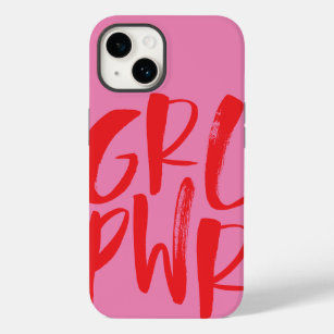 GRL PWR, girl power, feminism in pink and red Case-Mate iPhone 14 Case