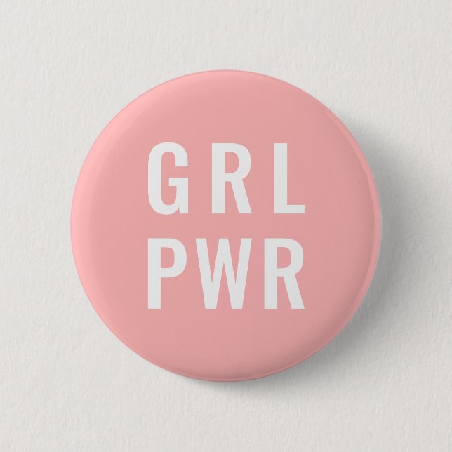 GRL PWR Pink Button, Feminist Button (Front)