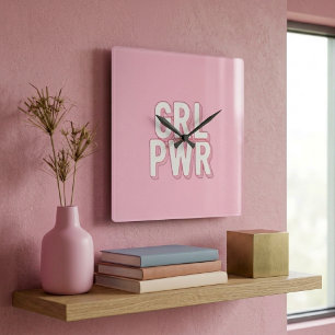 GRL PWR SQUARE WALL CLOCK