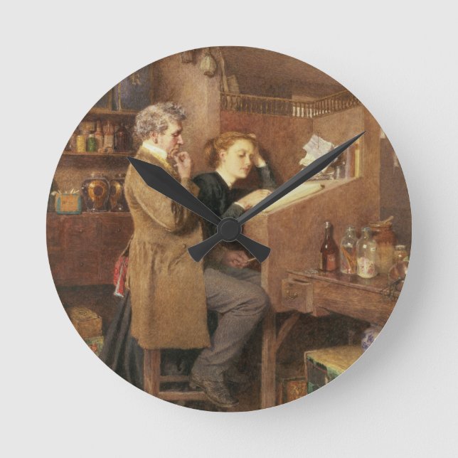 Grocer and wife, 1868 round clock (Front)