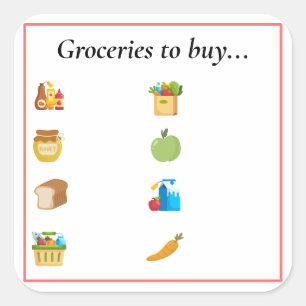 Groceries to Buy Square Sticker