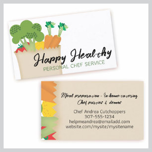 Groceries vegetable chef cooking class nutrition business card