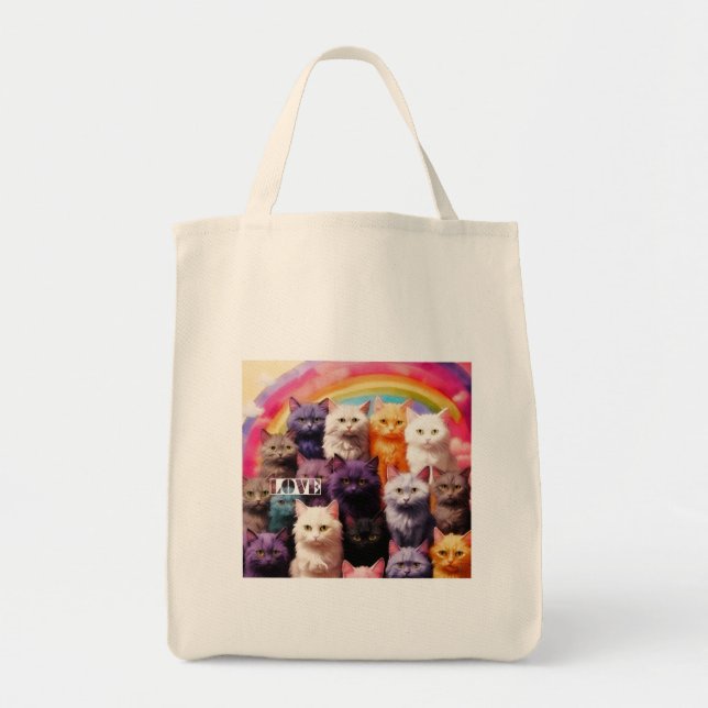 Grocery Bag with Cat Illustration (Front)