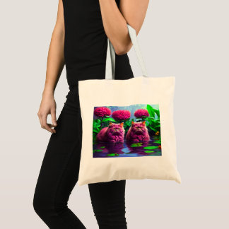 Grocery Bag with Cat Illustration