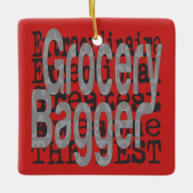 Grocery Bagger Extraordinaire Ceramic Tree Decoration (Front)