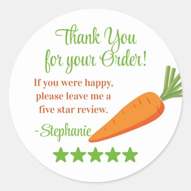 Grocery Delivery Service Thank You Review Stars Classic Round Sticker (Front)