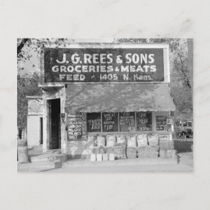 Grocery & Feed Store, 1938 Postcard