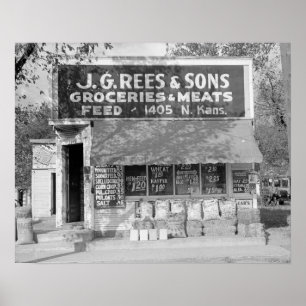 Grocery & Feed Store, 1938. Vintage Photo Poster