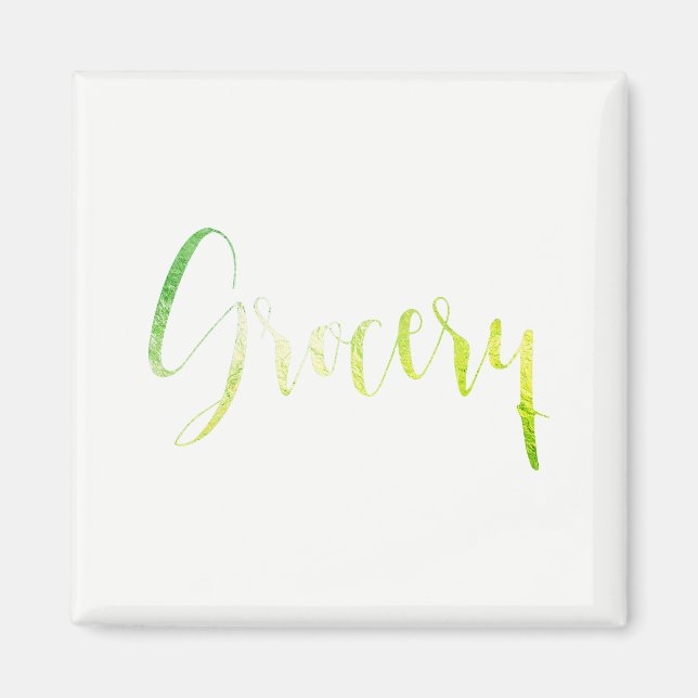 Grocery Green Leaf Black Planner Home Office White Magnet (Front)