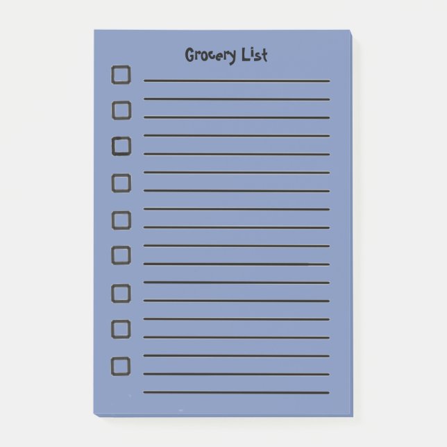 Grocery List Blue Sticky Notes 2nd Edition (Front)