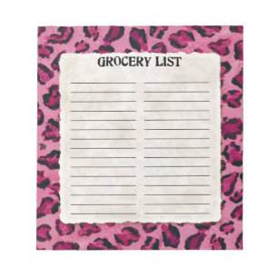 Grocery List Hot Pink Black Leopard Spot Print Art Notepad