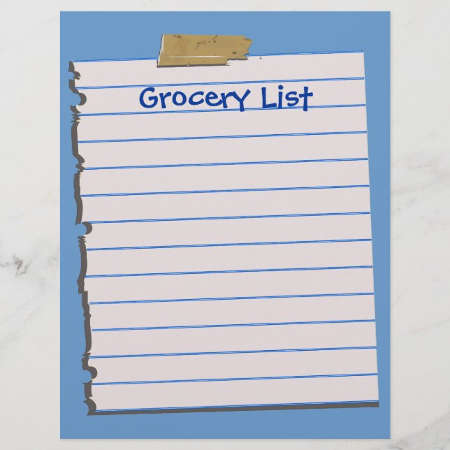 Grocery List Letterhead Stationery (Front)