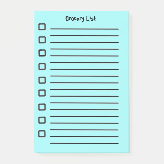 Grocery List Light Blue Sticky Notes 2nd Edition (Front)