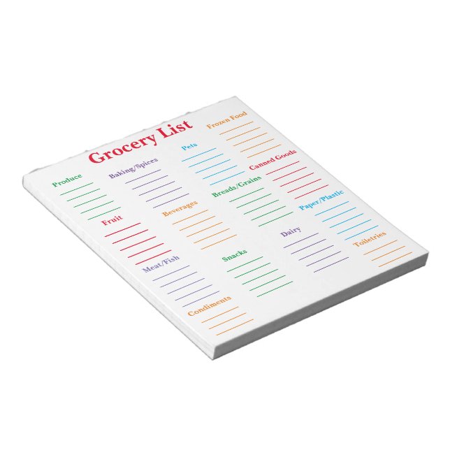 Grocery List Notepad (Angled)