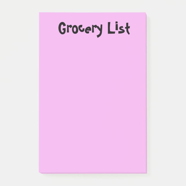 Grocery List Pink Sticky Notes (Front)
