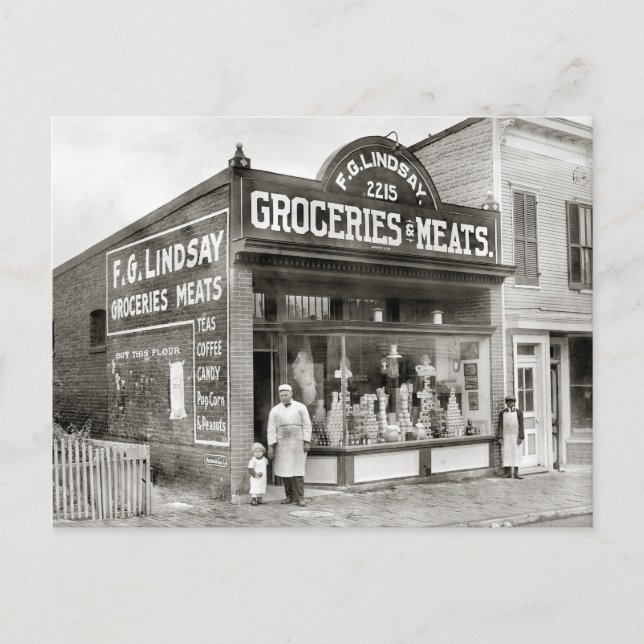 Grocery & Meat Market, 1916 Postcard (Front)