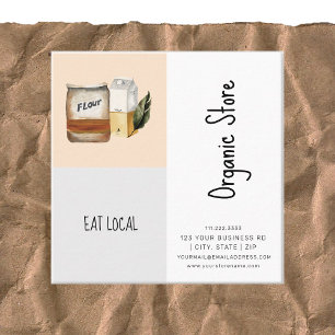 Grocery Organic Store Watercolor Modern  Square Business Card