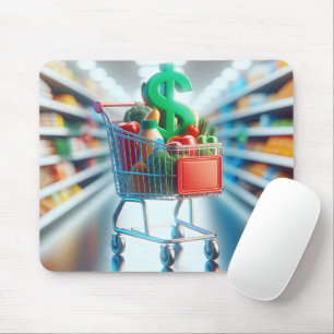 Grocery Shopping Cart In a Store Aisle Mouse Mat