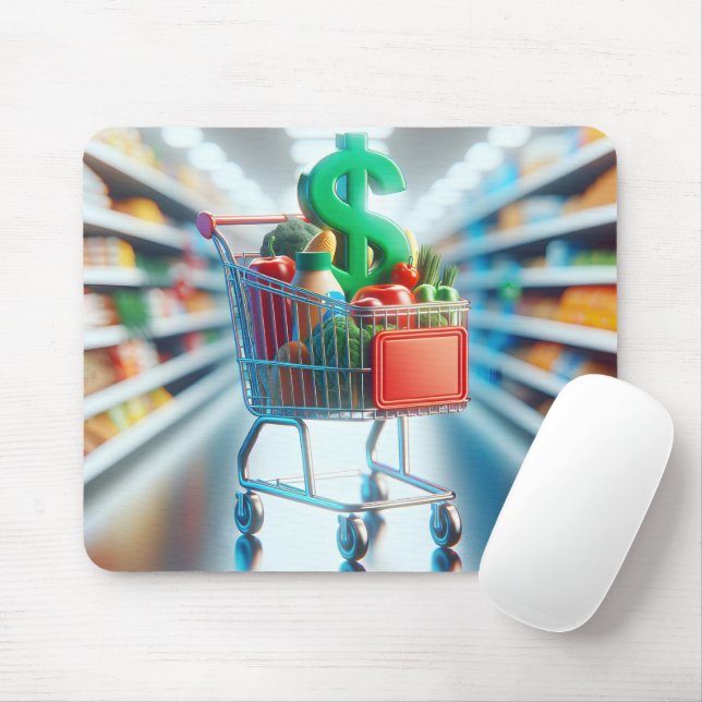 Grocery Shopping Cart In a Store Aisle Mouse Mat (With Mouse)