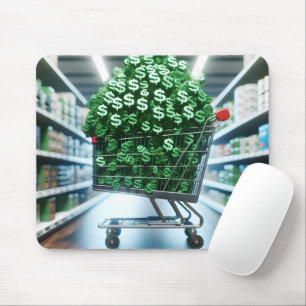 Grocery Shopping Cart In a Store Aisle Mouse Mat