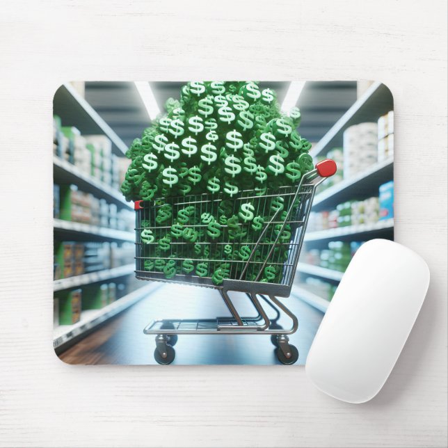 Grocery Shopping Cart In a Store Aisle Mouse Mat (With Mouse)