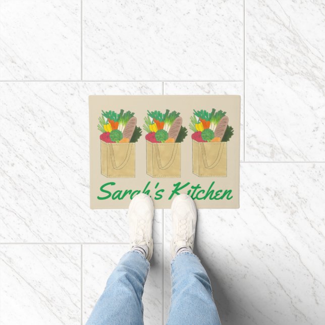Grocery Shopping Greenmarket Market Fruit Veggies Doormat (Indoor)