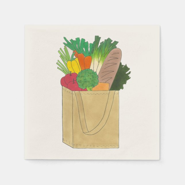 Grocery Shopping Greenmarket Market Fruit Veggies Napkin (Front)
