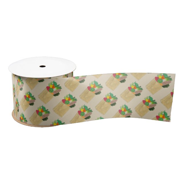 Grocery Shopping Greenmarket Market Fruit Veggies Satin Ribbon (Spool)