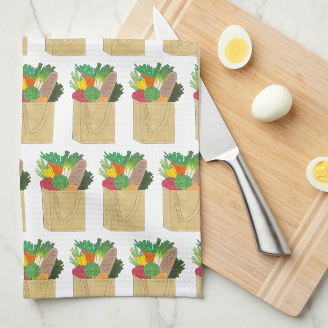 Grocery Shopping Greenmarket Market Fruit Veggies Tea Towel (Quarter Fold)