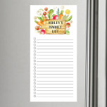 Grocery Shopping List Magnetic Notepad<br><div class="desc">Market list grocery shopping list design featuring a watercolor wood cutting board with fresh vegetables personalised with your name.</div>
