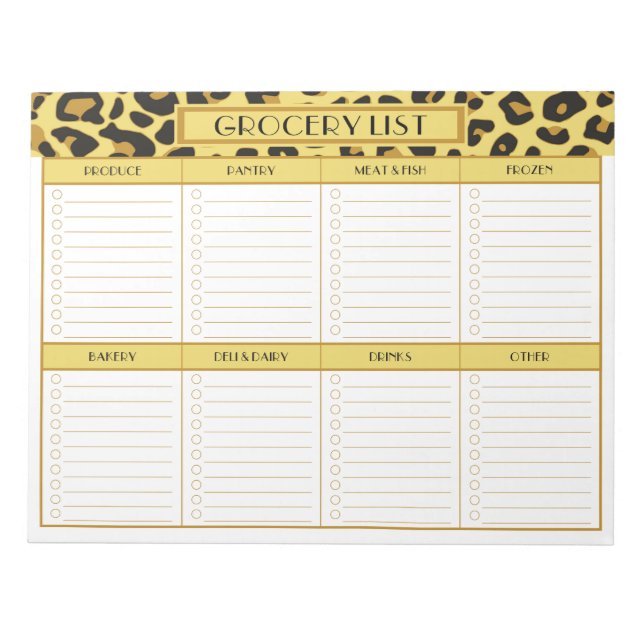 Grocery Shopping List Notepad (Front)