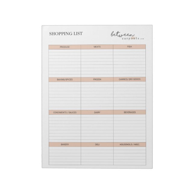 GROCERY SHOPPING LIST NOTEPAD (Rotated)