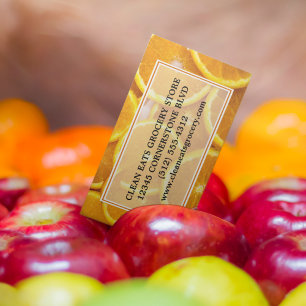 Grocery Store Farmers Market Orange Fruit Business Card