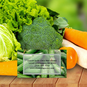 Grocery Store or Farmers Market Green Produce Magnetic Business Card