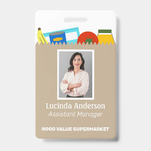 Grocery Store Supermarket Employee Photo ID Badge