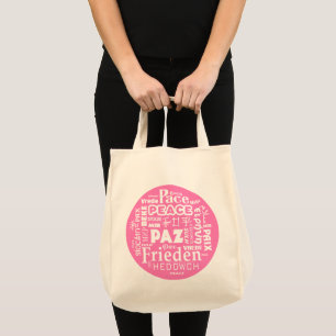 Grocery Tote bag with multi language peace words