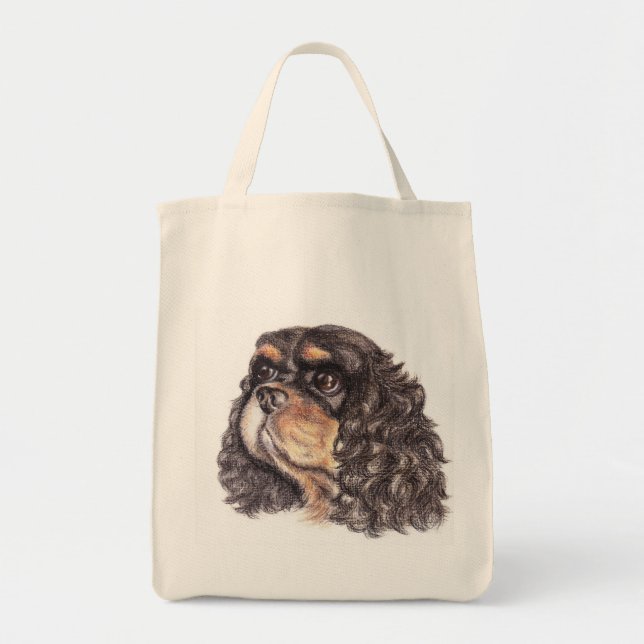 Grocery Tote with Max The Cavalier Bag (Front)