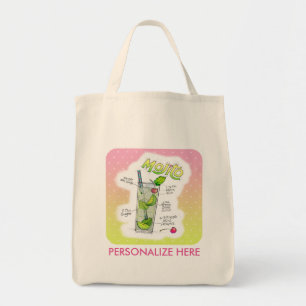 GROCERY TOTES - MOJITO RECIPE COCKTAIL ART